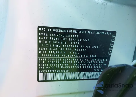 2022 Volkswagen Taos 1.5T Se from USA, damaged, VIN 3VVTX7B20NM012008